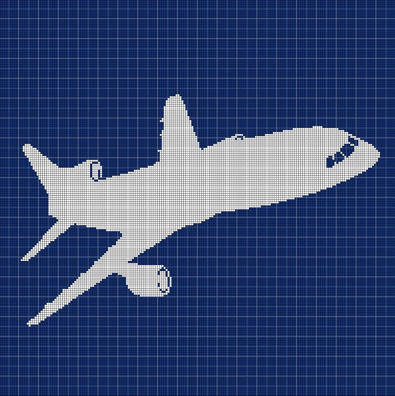 Airplane 3 silhouette cross stitch pattern in pdf