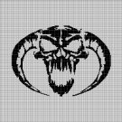 Demon skull silhouette cross stitch pattern in pdf