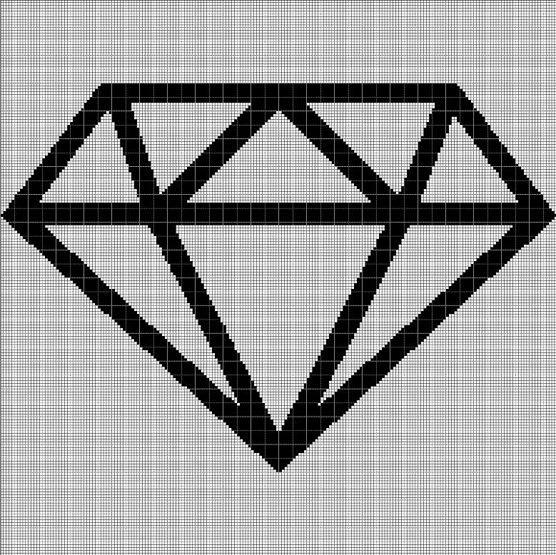 Diamond symbol silhouette cross stitch pattern in pdf