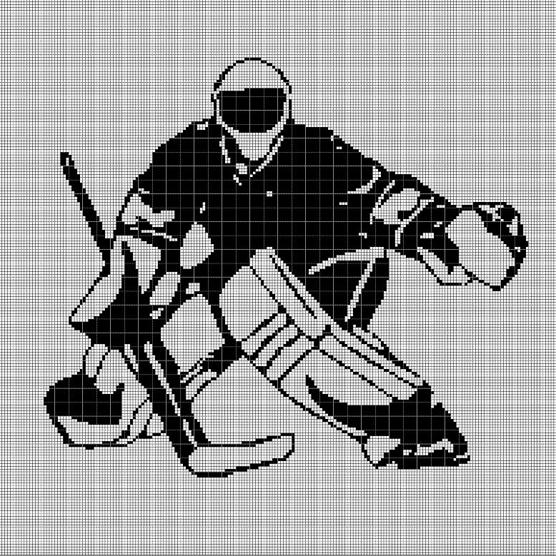 Hockey Player silhouette cross stitch pattern in pdf
