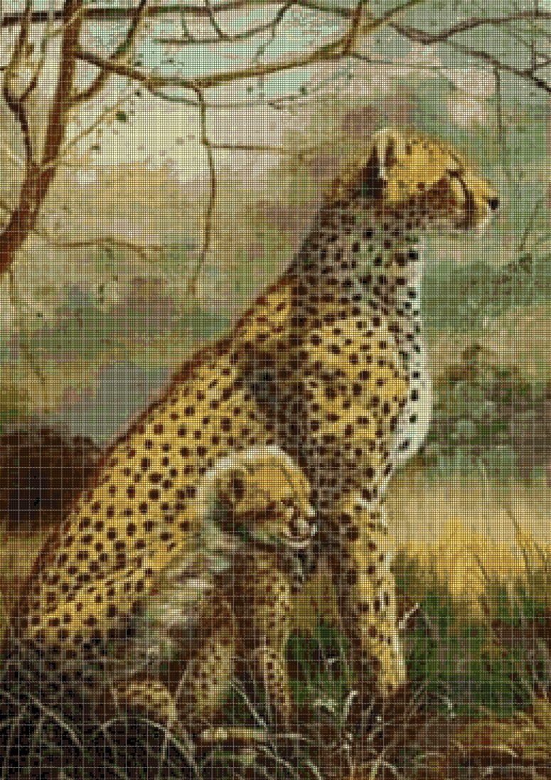 Cheetah 2 cross stitch pattern in pdf DMC