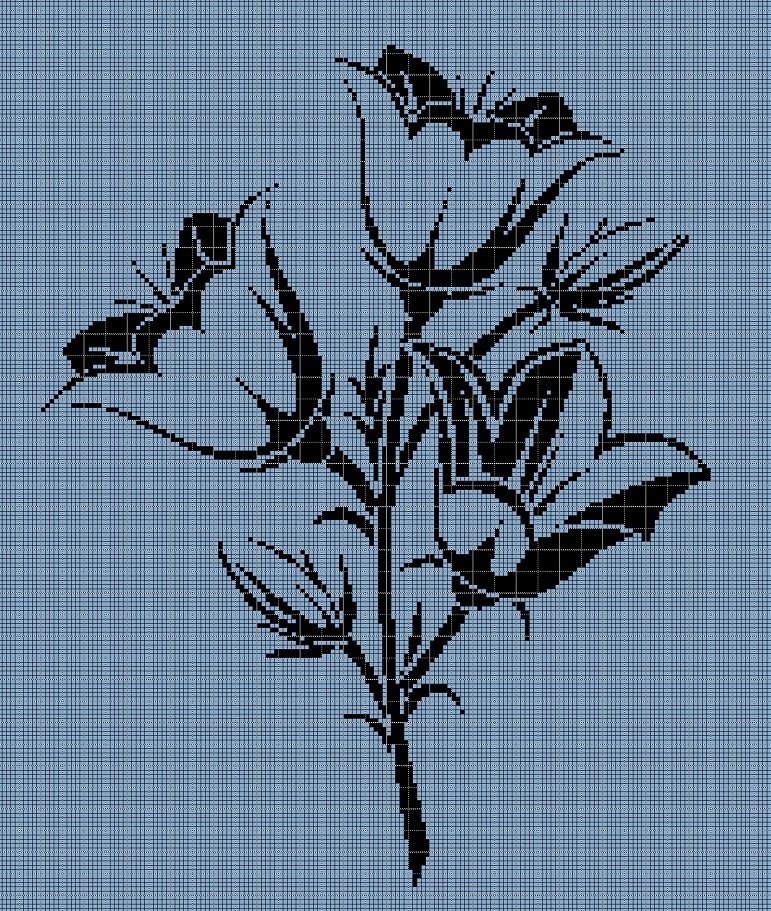 Bluebells silhouette cross stitch pattern in pdf