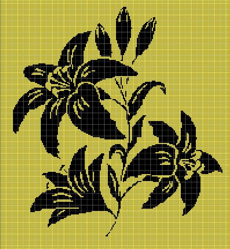 Lily 3 silhouette cross stitch pattern in pdf
