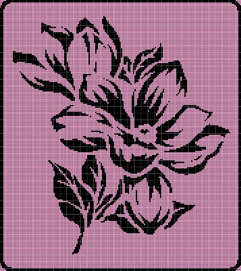 Magnolia silhouette cross stitch pattern in pdf