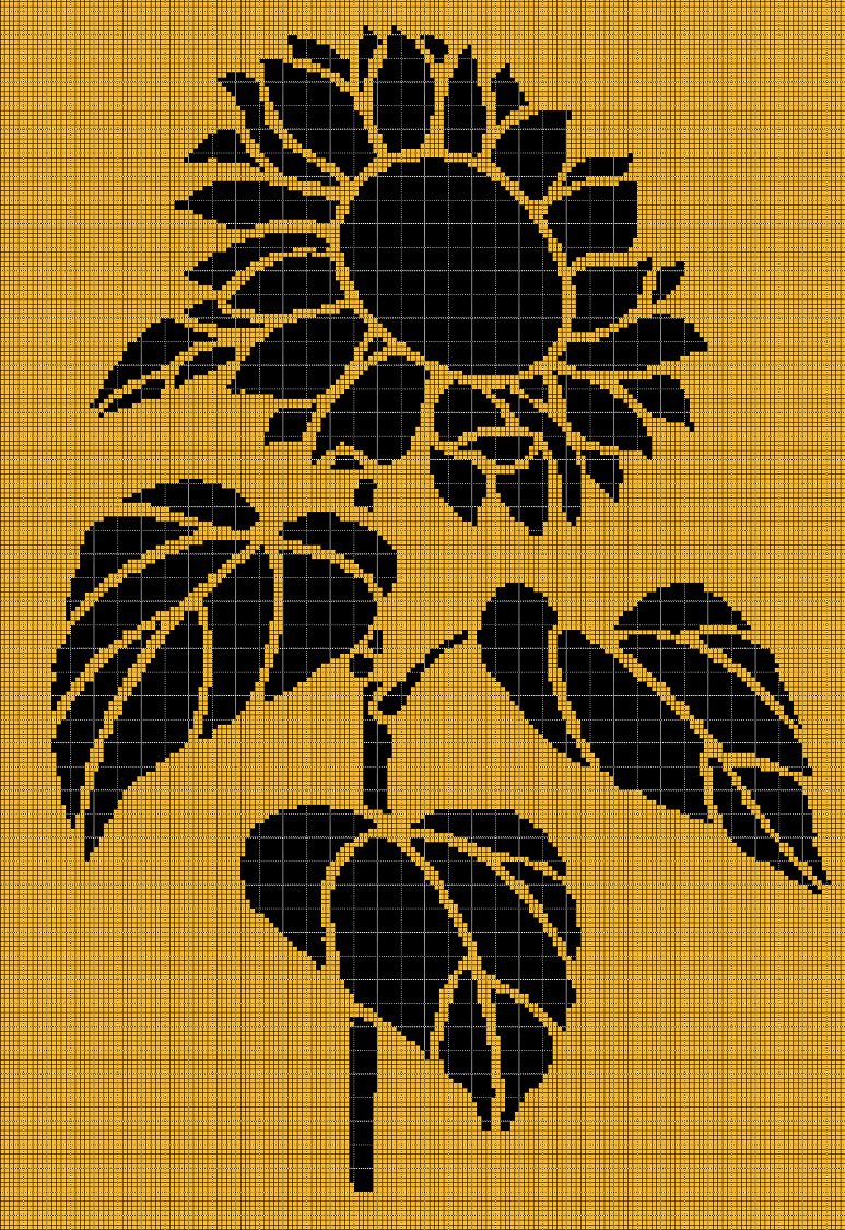 Sunflower silhouette cross stitch pattern in pdf
