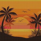 Sunset landscape silhouette cross stitch pattern in pdf