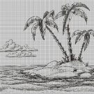 Tropical Island silhouette cross stitch pattern in pdf