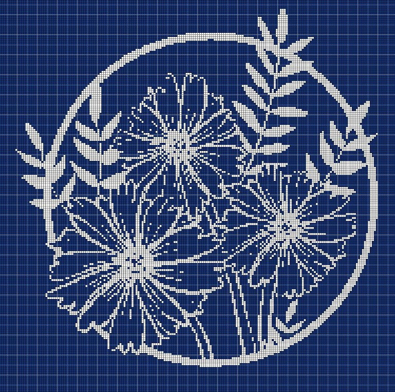 Daisy flower silhouette cross stitch pattern in pdf