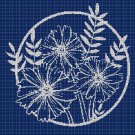 Daisy flower silhouette cross stitch pattern in pdf