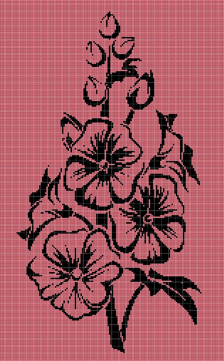 Mallow silhouette cross stitch pattern in pdf