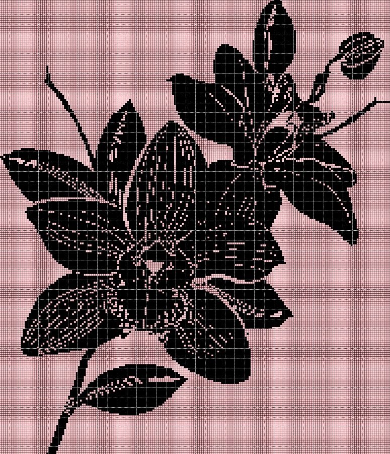 Orchids 2 silhouette cross stitch pattern in pdf