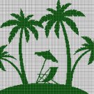 Palm and Beach Chair silhouette cross stitch pattern in pdf