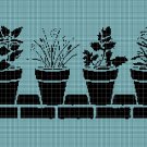 Potted flowers silhouette cross stitch pattern in pdf