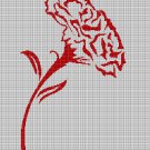 Red carnation flower silhouette cross stitch pattern in pdf
