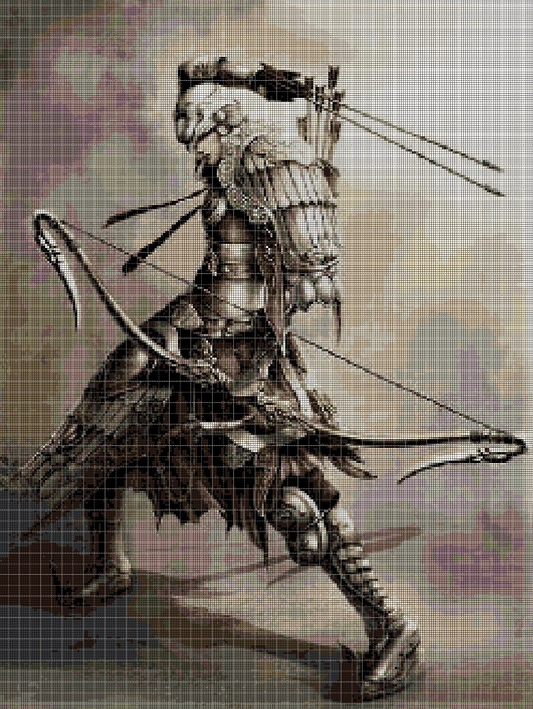 Ahua Warrior cross stitch pattern in pdf DMC