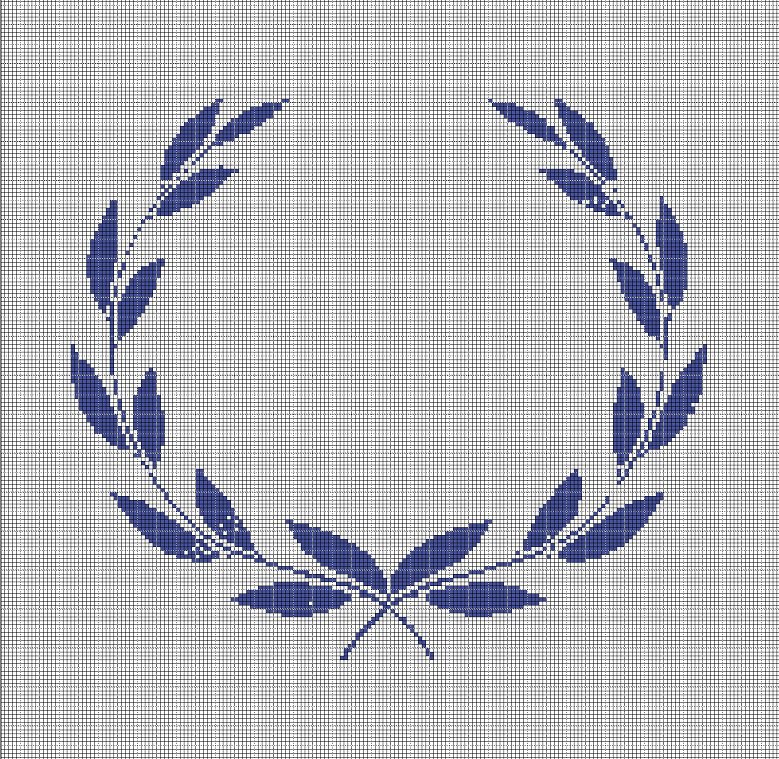 Laurel wreath 4 silhouette cross stitch pattern in pdf