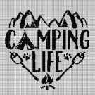 Camping life silhouette cross stitch pattern in pdf