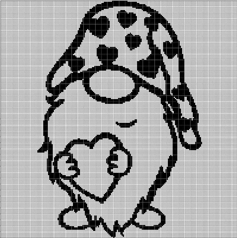 Love gnome silhouette cross stitch pattern in pdf