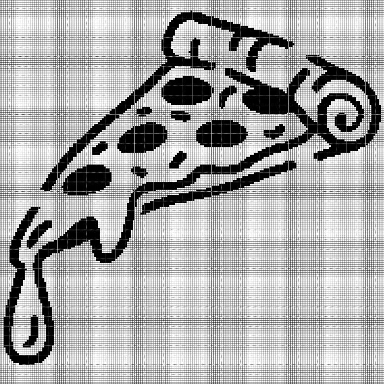 Pizza silhouette cross stitch pattern in pdf