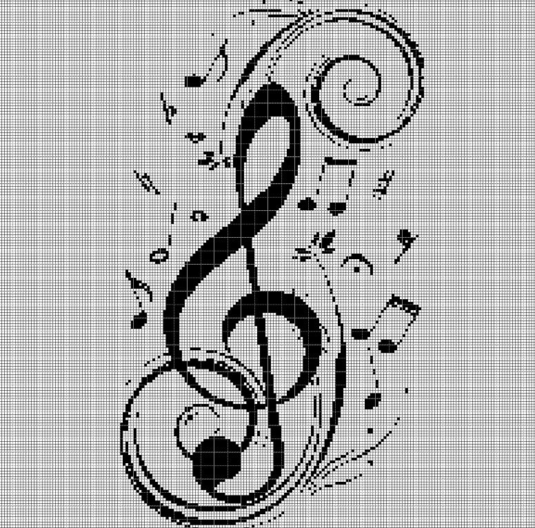 Musique  Note silhouette cross stitch pattern in pdf