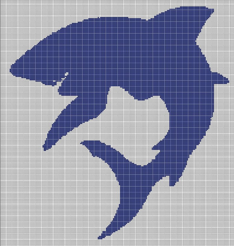 Shark 3 silhouette cross stitch pattern in pdf