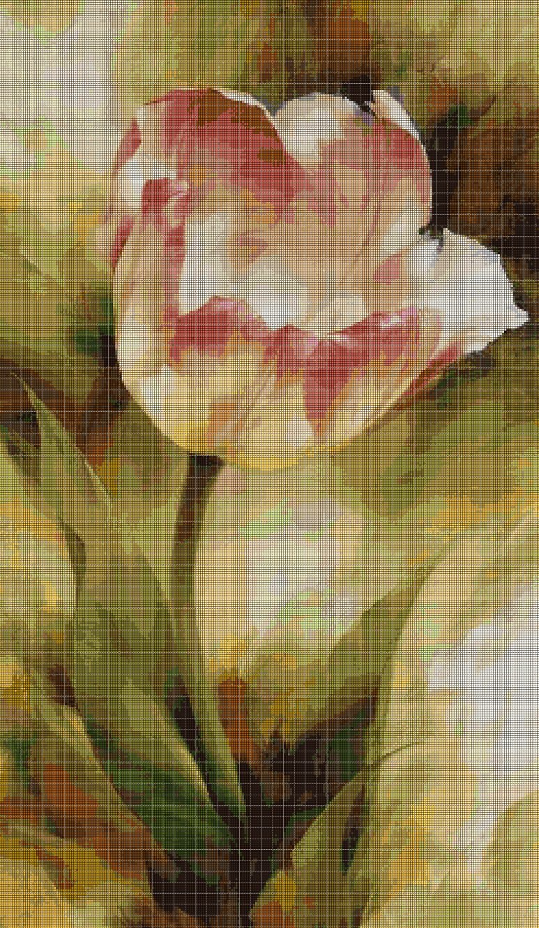 Pastel tulip cross stitch pattern in pdf DMC