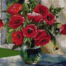 Poppies cross stitch pattern in pdf DMC