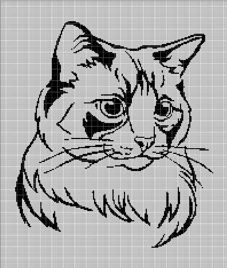 Cat head 2 silhouette cross stitch pattern in pdf