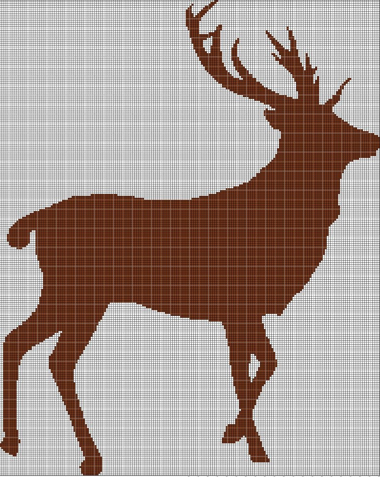Deer 2 silhouette cross stitch pattern in pdf