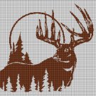 Landscape with deer silhouette cross stitch pattern in pdf
