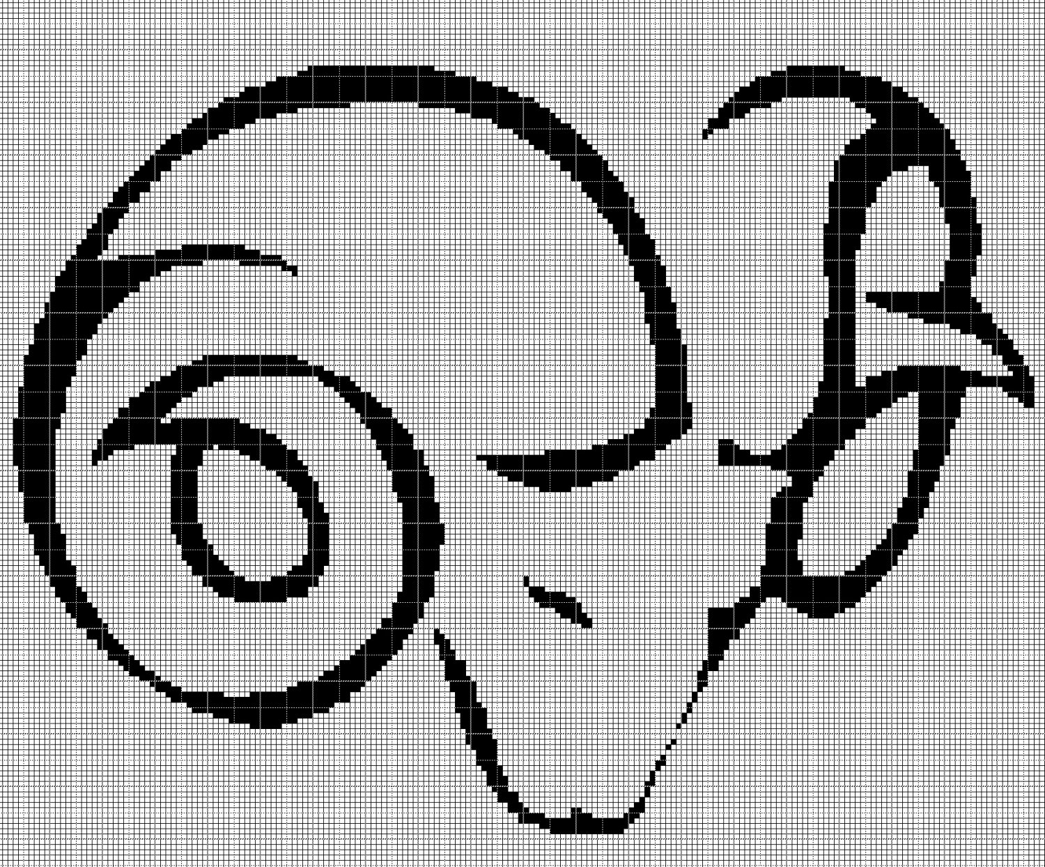 Ram's head silhouette cross stitch pattern in pdf