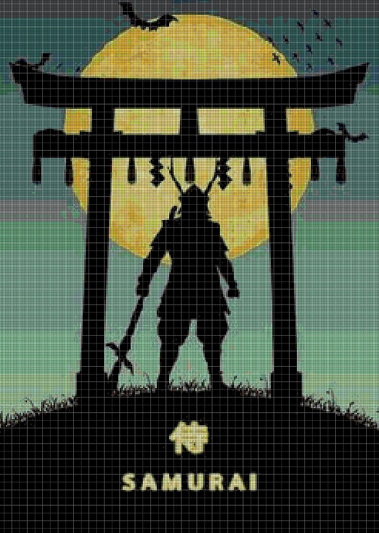 Samurai cross stitch pattern in pdf DMC