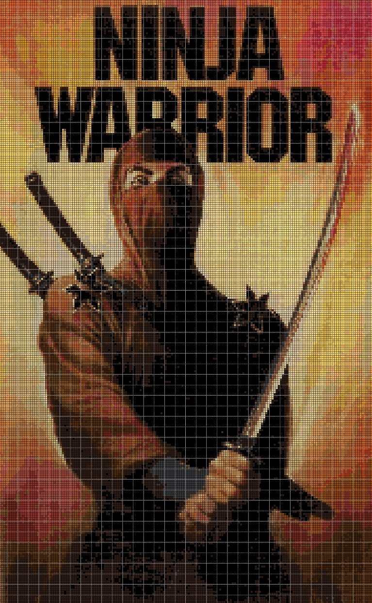 Ninja Warrior cross stitch pattern in pdf DMC