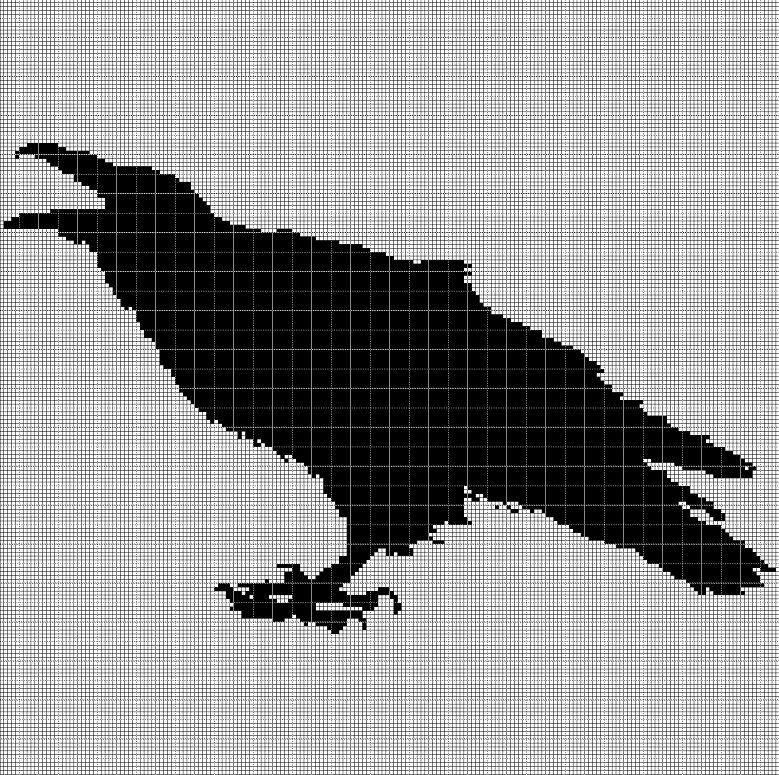 Raven 3 silhouette cross stitch pattern in pdf