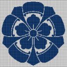 Blue japanese flower silhouette cross stitch pattern in pdf