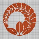 Brown japanese leaf silhouette cross stitch pattern in pdf