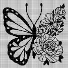 Butterfly with flowers silhouette cross stitch pattern in pdf