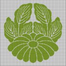 Green japanese flower silhouette cross stitch pattern in pdf