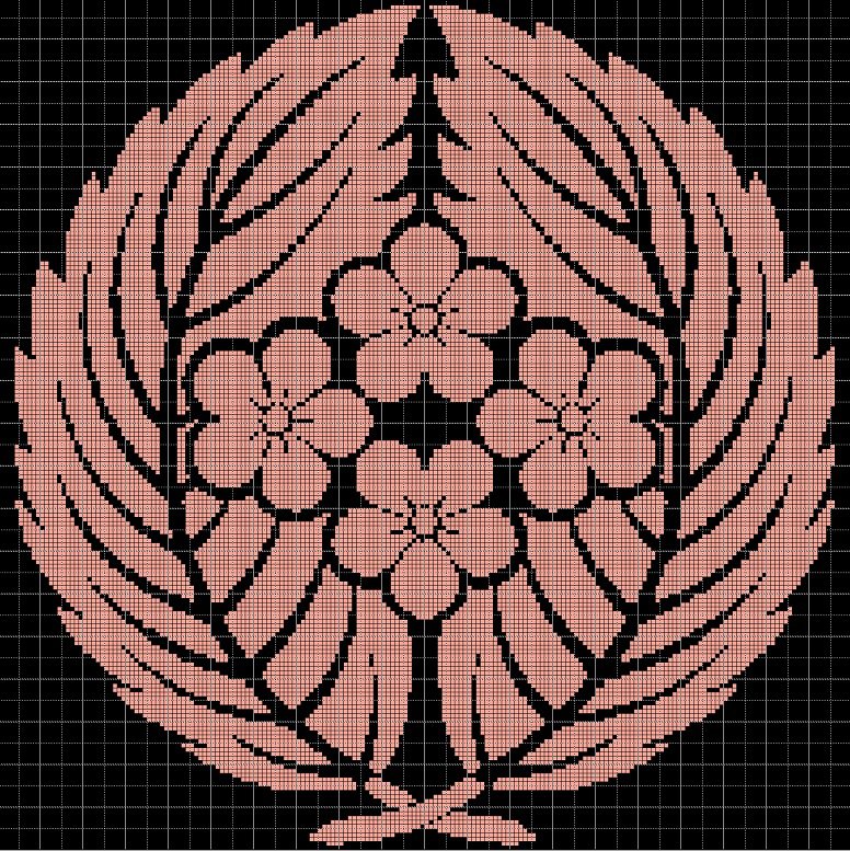 Japanese blossom 3 silhouette cross stitch pattern in pdf