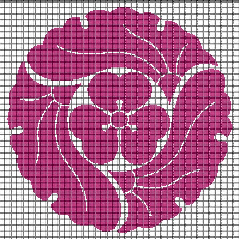 Japanese flower 2 silhouette cross stitch pattern in pdf