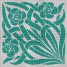 Japanese flowers silhouette cross stitch pattern in pdf