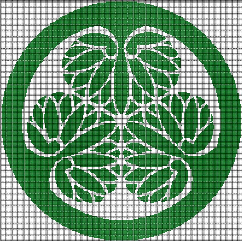Japanese leaves 2 silhouette cross stitch pattern in pdf