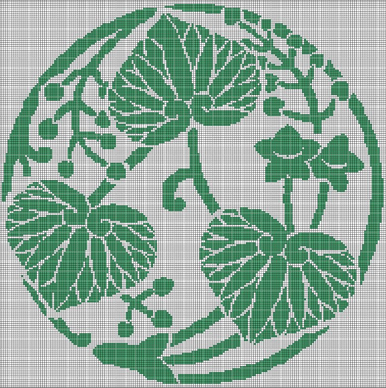 Japanese leaves 3 silhouette cross stitch pattern in pdf
