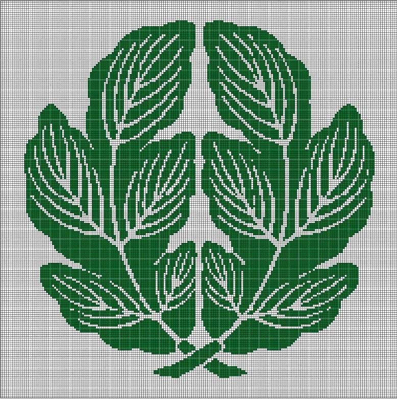 Japanese leaves 6 silhouette cross stitch pattern in pdf