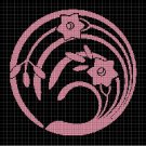 Pink flowers silhouette cross stitch pattern in pdf