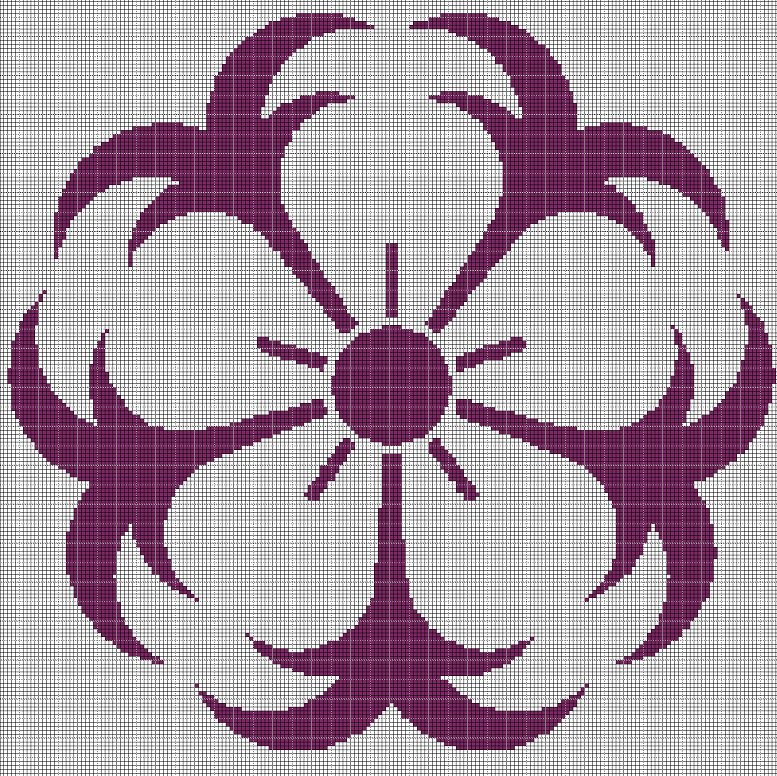 Purple flower 2 silhouette cross stitch pattern in pdf