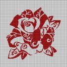 Red rose silhouette cross stitch pattern in pdf