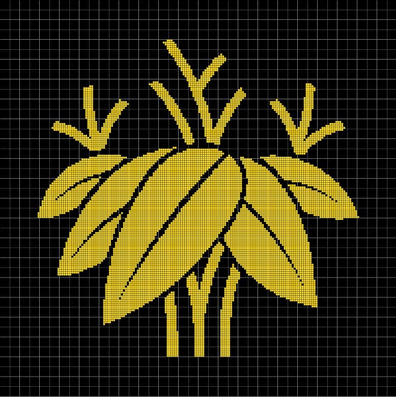Yellow Japanese leaves silhouette cross stitch pattern in pdf