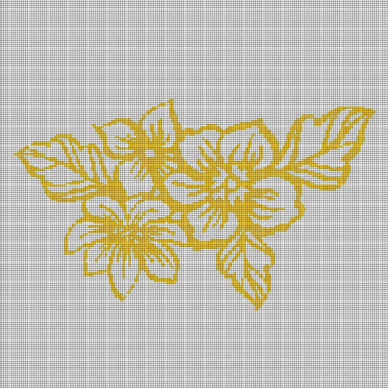 Yellow flower 2 silhouette cross stitch pattern in pdf