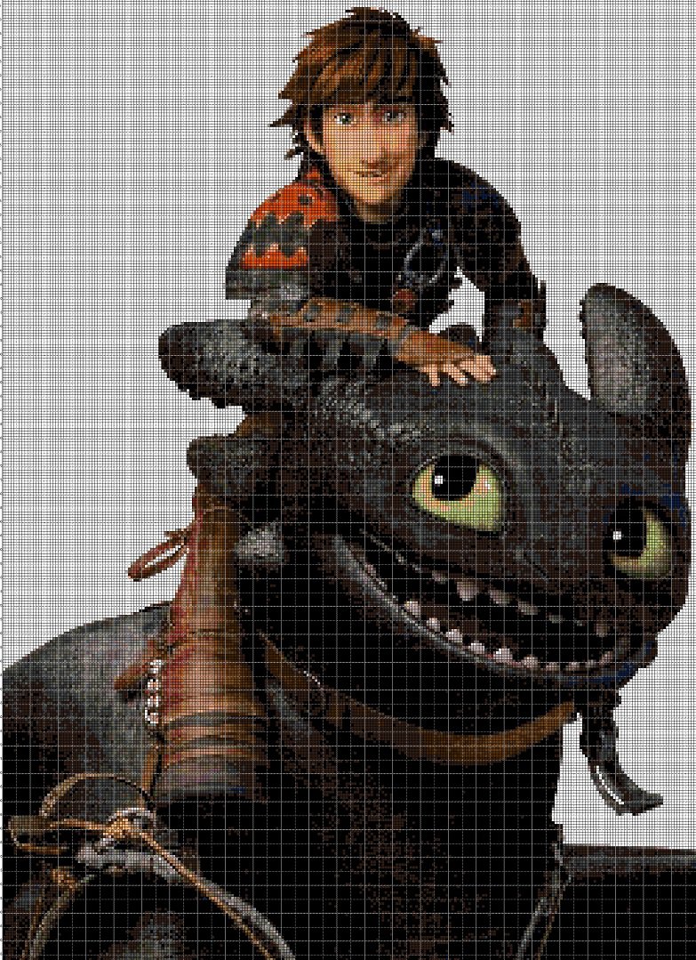 Hiccup and Toothless 3 cross stitch pattern in pdf DMC